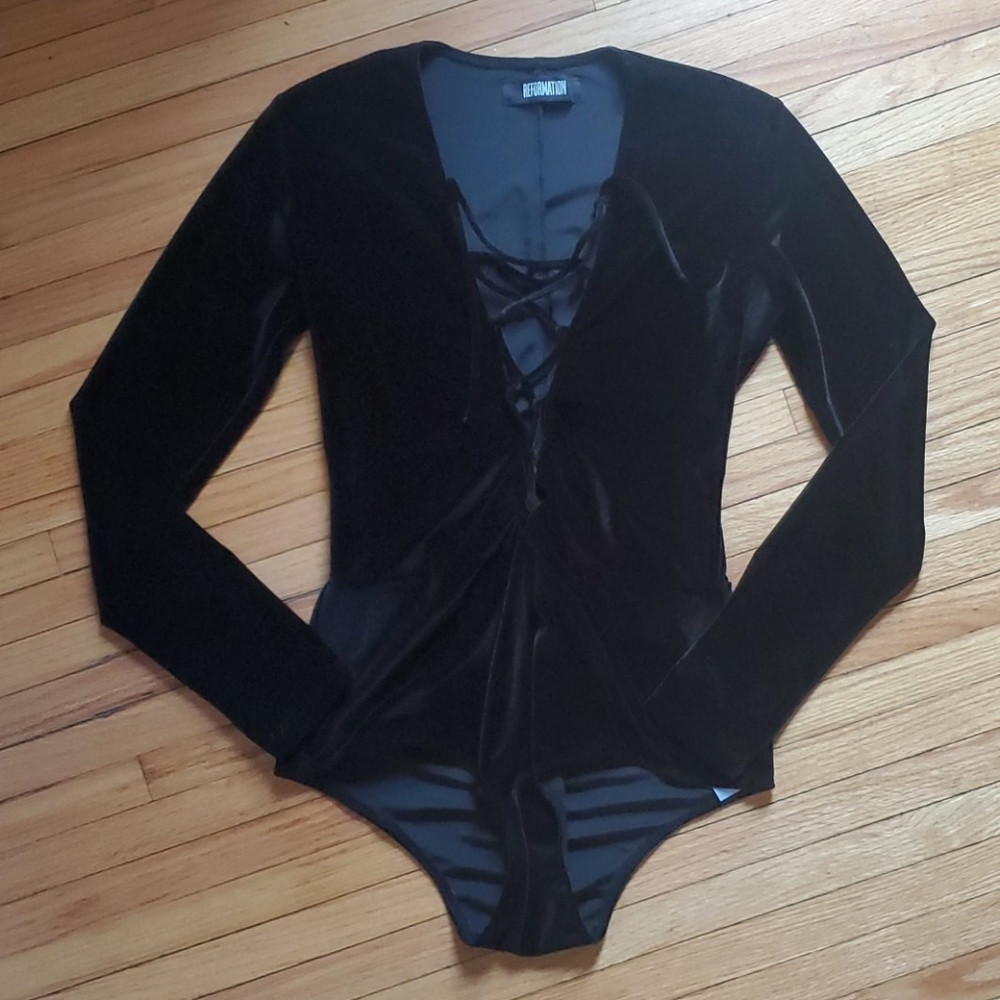 Reformation velvet bodysuit